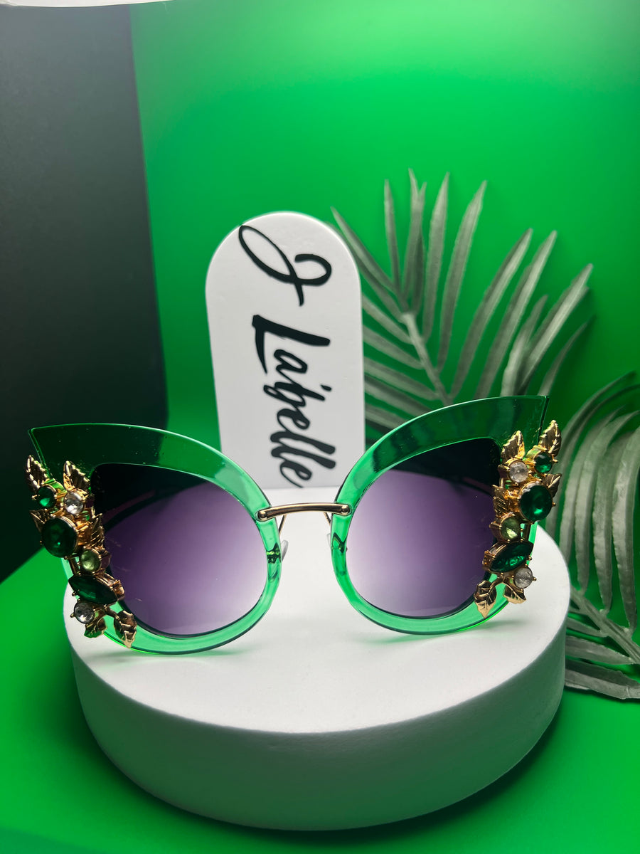 BEJEWELED SUNGLASSES EMERALD J La'Belle Swim