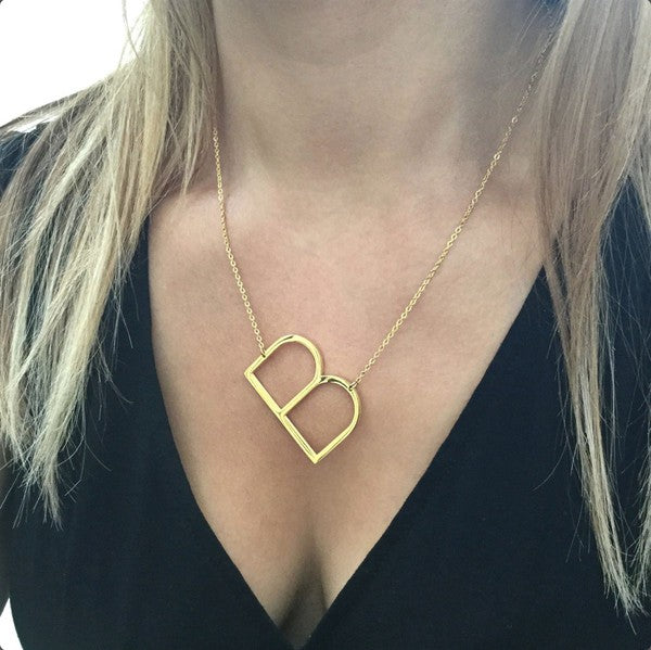 KAMI - Waterproof Stainless Steel Large Initial Necklace