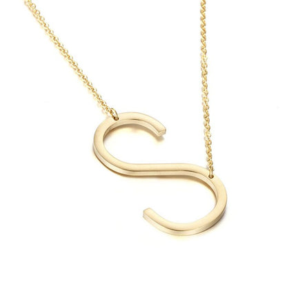 KAMI - Waterproof Stainless Steel Large Initial Necklace