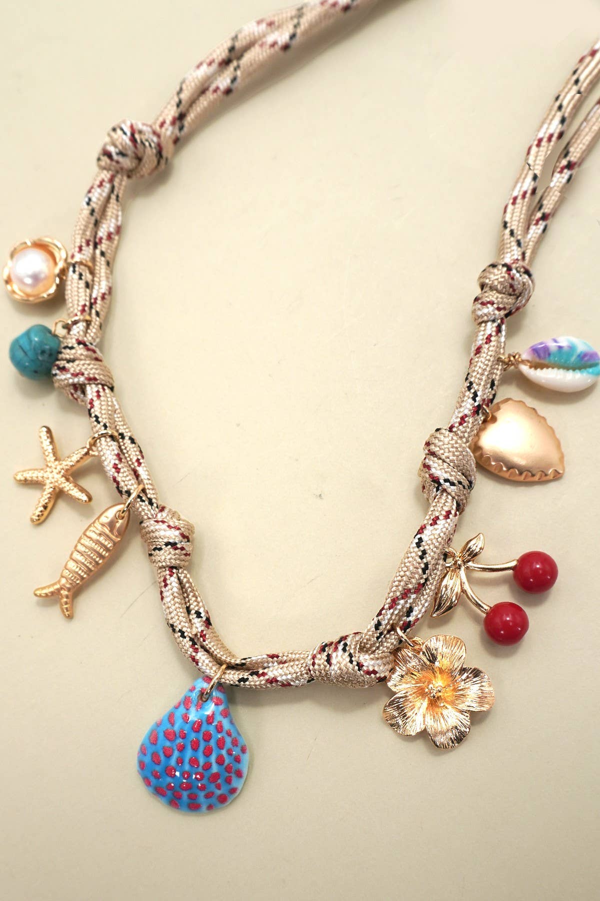 CHARMED CHERRY| CORDED CHARM NECKLACE