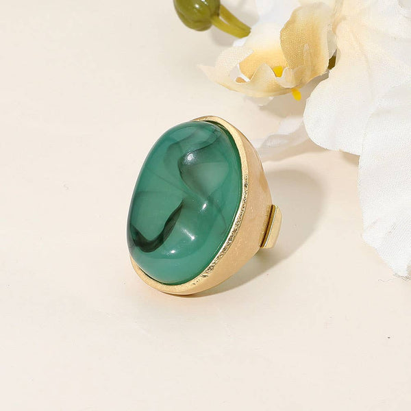 MARI | MARBLE OVAL STONE STRETCH RING