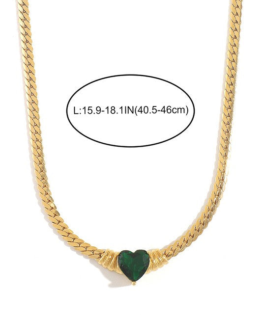 CORAZON | HEART GEOMETRIC ZICRON CHAIN NECKLACE