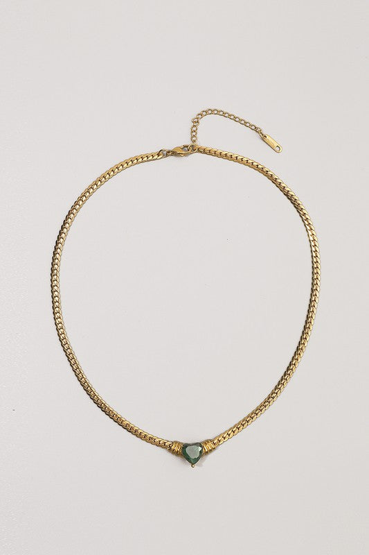 CORAZON | HEART GEOMETRIC ZICRON CHAIN NECKLACE
