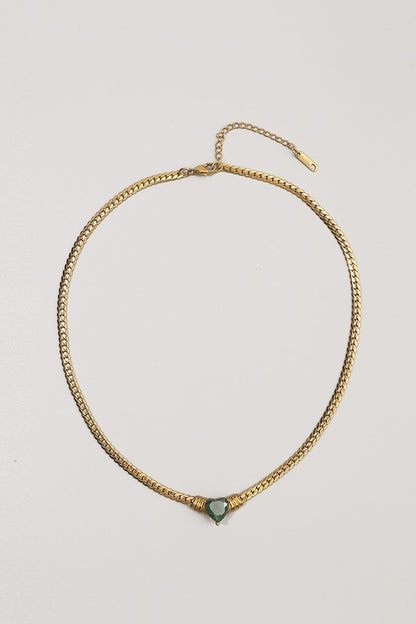 CORAZON | HEART GEOMETRIC ZICRON CHAIN NECKLACE