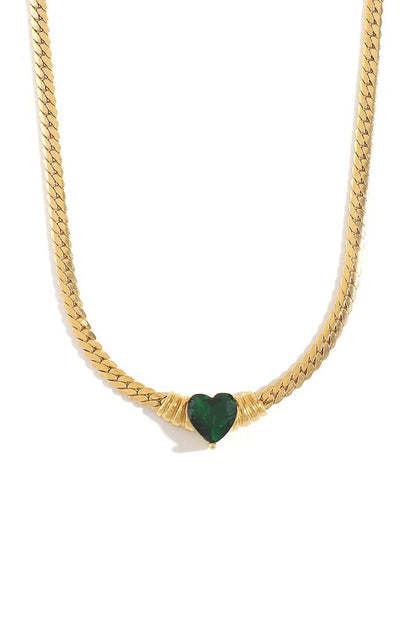 CORAZON | HEART GEOMETRIC ZICRON CHAIN NECKLACE