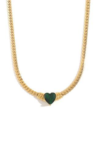 CORAZON | HEART GEOMETRIC ZICRON CHAIN NECKLACE