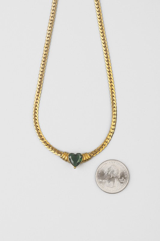 CORAZON | HEART GEOMETRIC ZICRON CHAIN NECKLACE