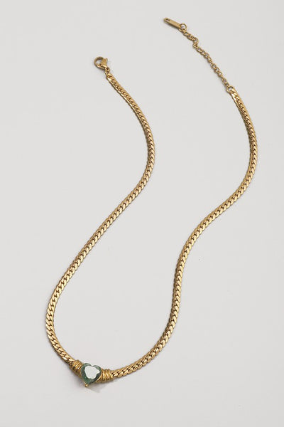 CORAZON | HEART GEOMETRIC ZICRON CHAIN NECKLACE