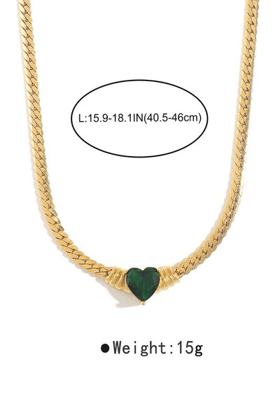 CORAZON | HEART GEOMETRIC ZICRON CHAIN NECKLACE