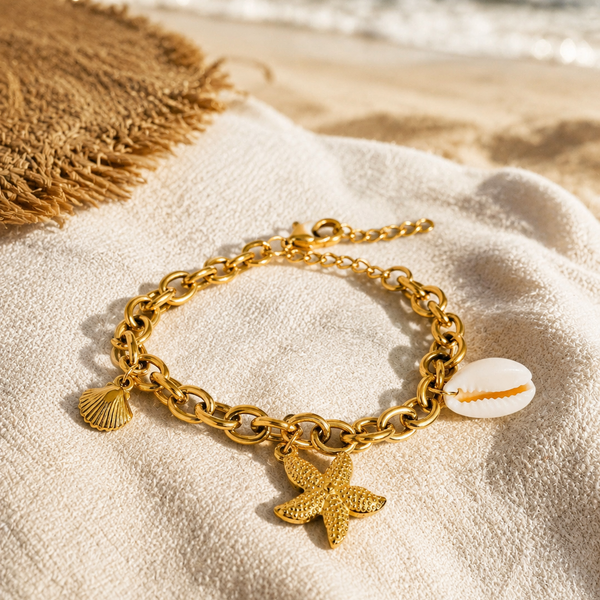 BEACHY | STAR AND CHAIN CHARM BRACELET