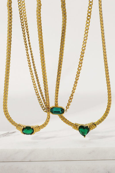 CORAZON | HEART GEOMETRIC ZICRON CHAIN NECKLACE