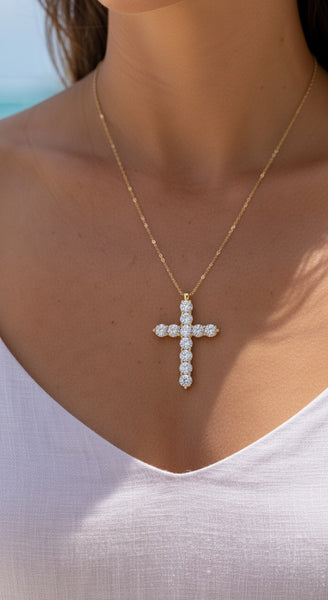 HALO | ROUNDED CROSS PENDANT NECKLACE