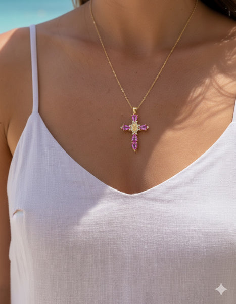 LUSTRA | PINK CROSS PENDANT