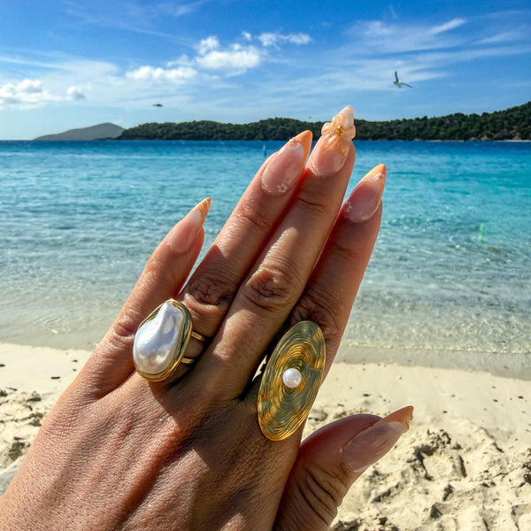 TRINA | PEARL DISC RING