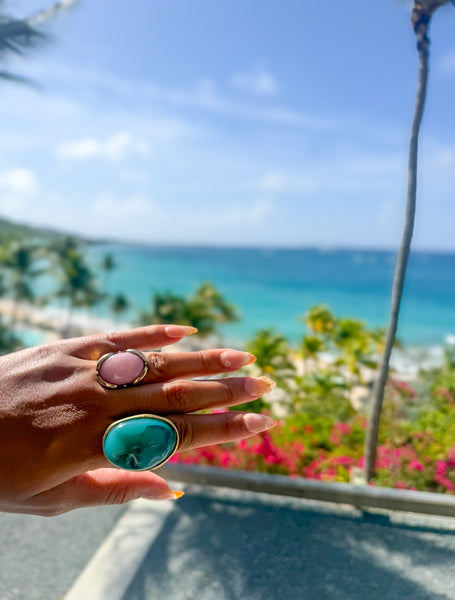 MARI | MARBLE OVAL STONE STRETCH RING