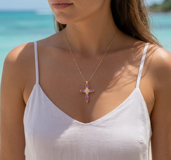 LUSTRA | PINK CROSS PENDANT