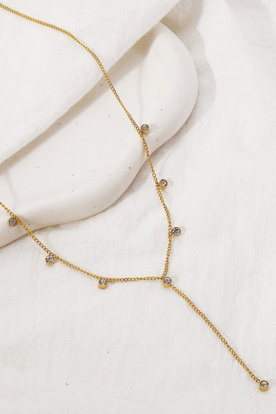 YAMI | RHINESTONE DEEP Y NECKLACE