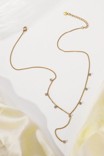 YAMI | RHINESTONE DEEP Y NECKLACE