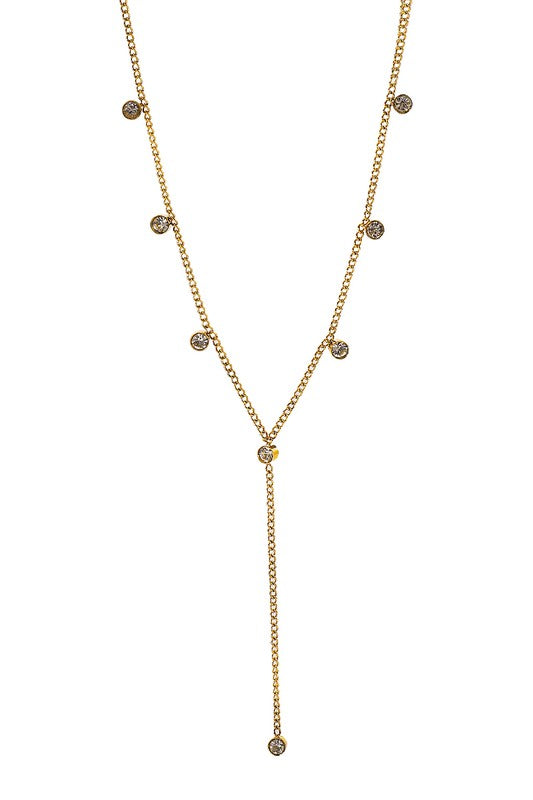 YAMI | RHINESTONE DEEP Y NECKLACE