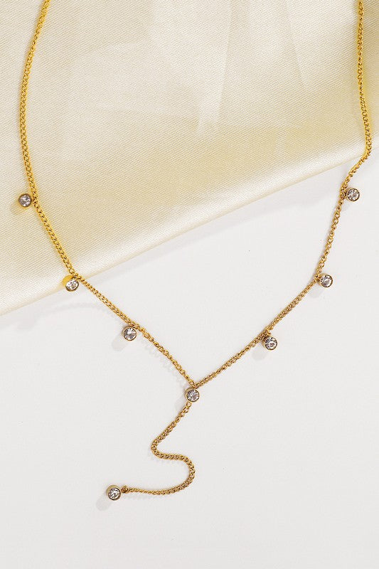 YAMI | RHINESTONE DEEP Y NECKLACE