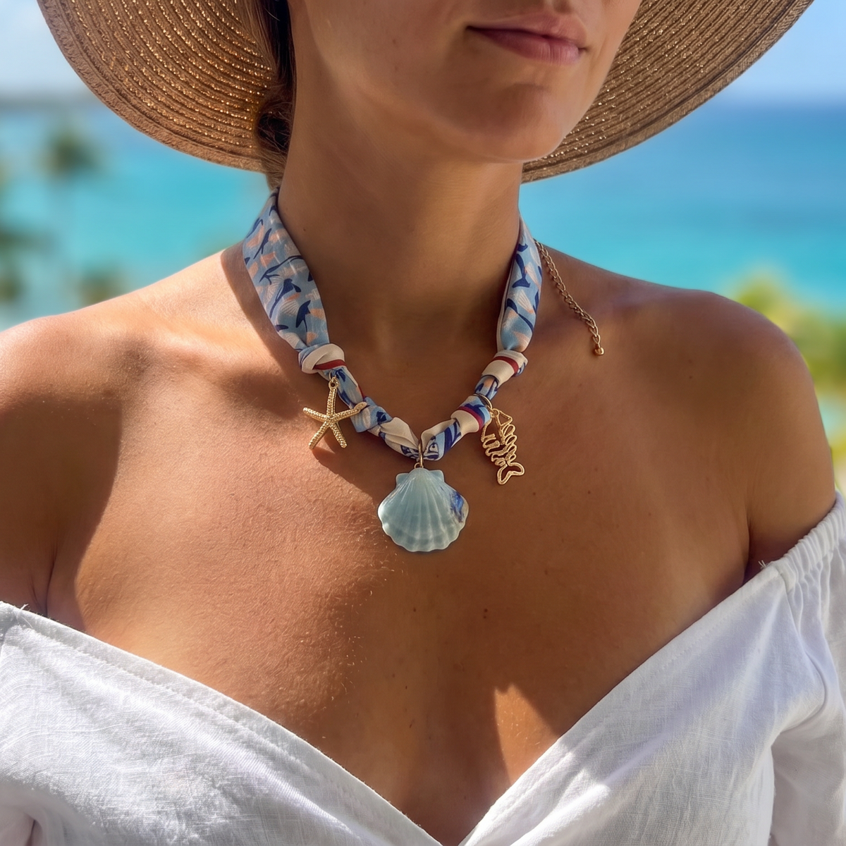SHELLI | SCARF CHARM NECKLACE