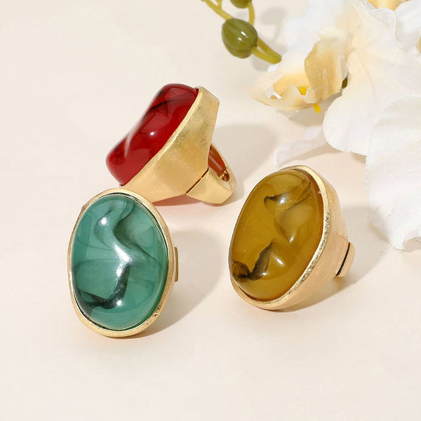 MARI | MARBLE OVAL STONE STRETCH RING