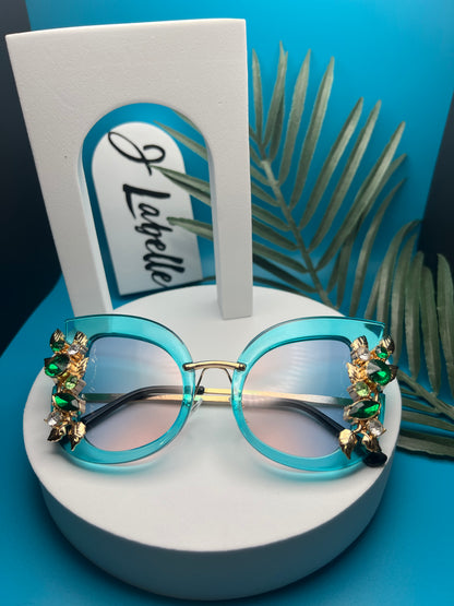BEJEWELED SUNGLASSES  | AQUA