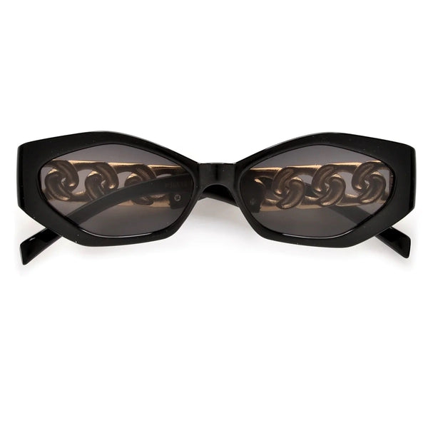 CHAINETTE | SLIM GEOMETRIC CHAIN LINK TEMPLE SUNNIES