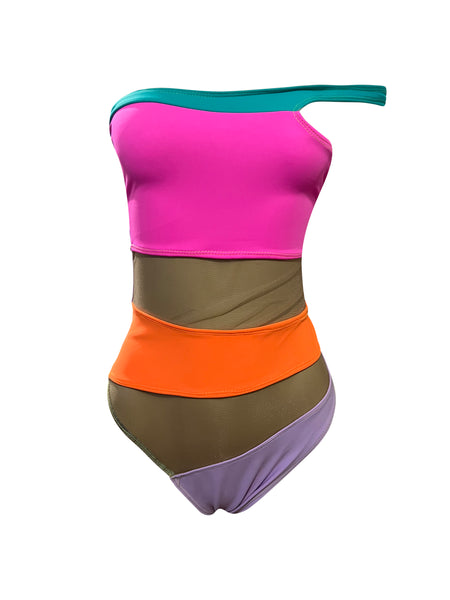 STARBURST | COLOR-BLOCKED MESH ONE PIECE